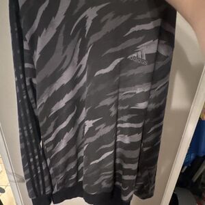 adidas Men's L Black Gray Tiger Camo Crewneck Pullover Sweatshirt Logo